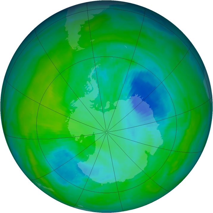 Antarctic ozone map for 03 December 1997